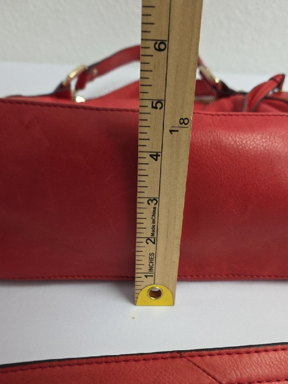B. Makowsky Red Genuine Leather Shoulder Bag Gold Hardware Crossbody Purse - Picture 10 of 16